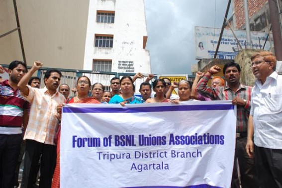 Two-day long strike of BSNL Union begins Two-day long strike of BSNL Union begins